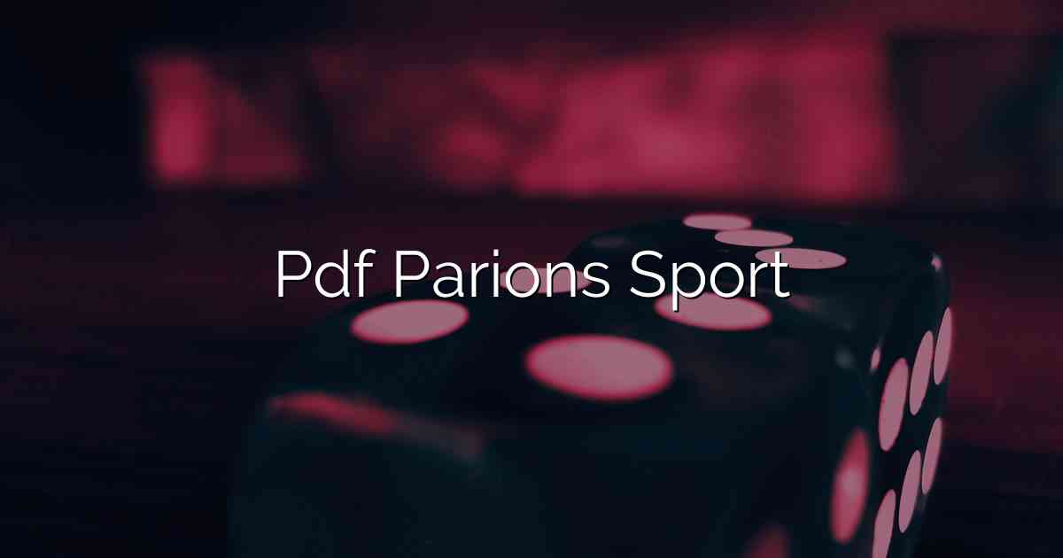 Pdf Parions Sport